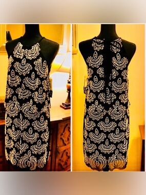 Escape Black Beaded Halter Cocktail Dress